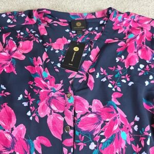 JM Collection Tunic‎ Shirt Womens Size 3X Intre Pid Blue Floral Print NWT